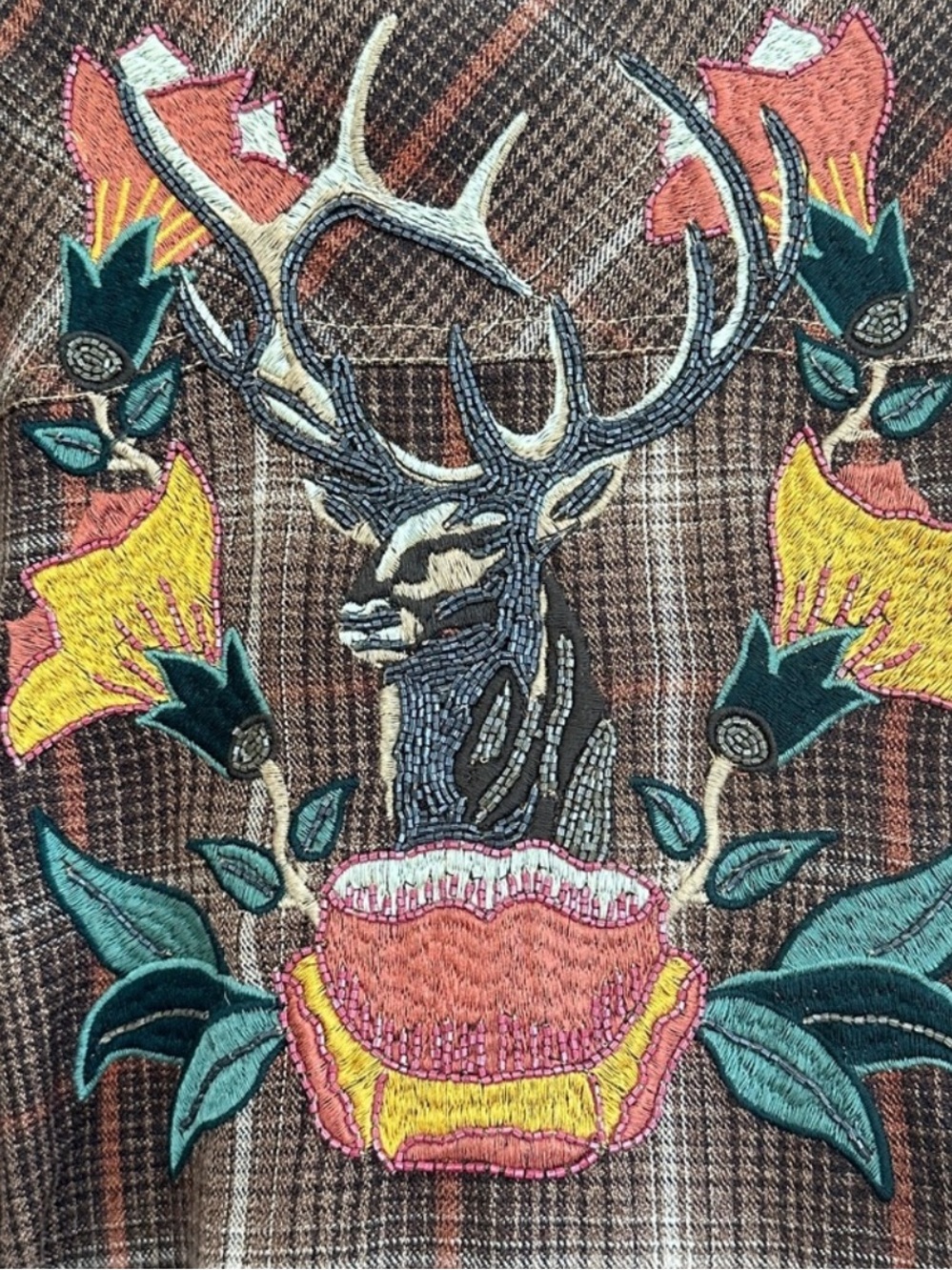 Double D Ranch Wapiti Valley field Jacket beaded embroidered deer RTL $495 S new - Picture 2 of 11
